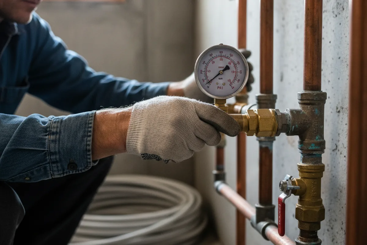 Pressure testing a repaired line during Water Line Repair in Conway